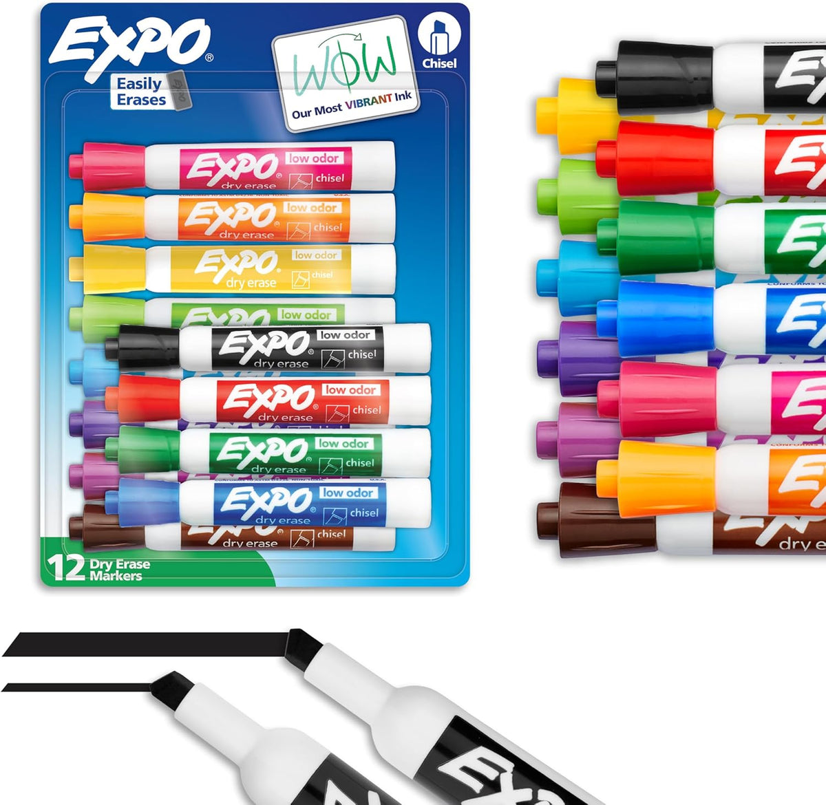 EXPO Dry Erase Markers Chisel Tip 12 Count