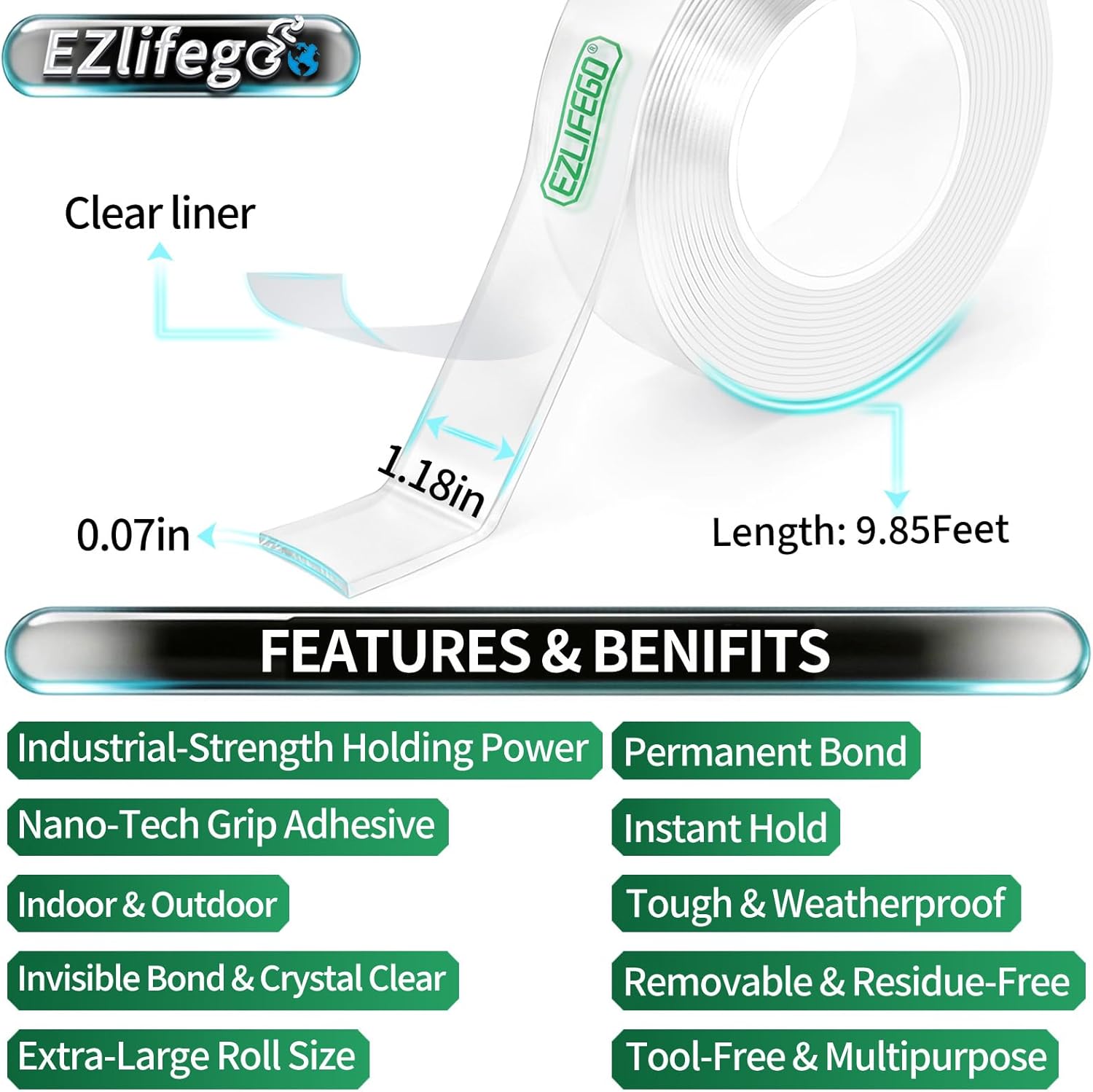 EZlifego Heavy Duty Double Sided Mounting Tape - Detail view