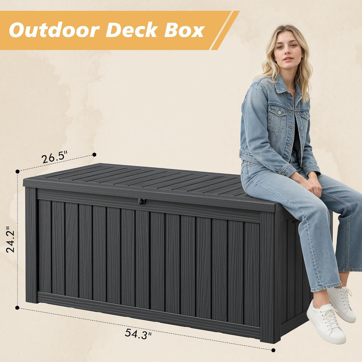 Fancyango 150 Gallon Lockable Deck Box - Detail view