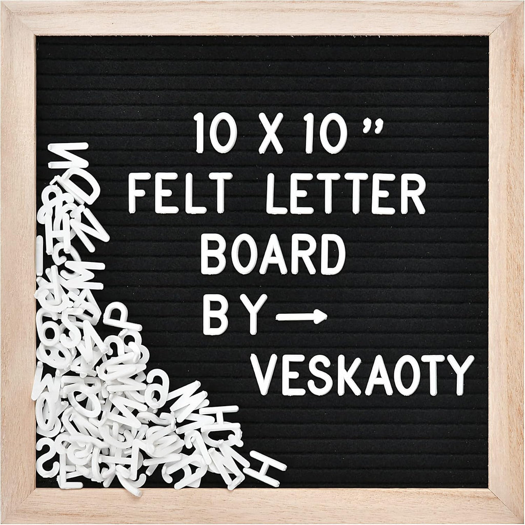 Veskaoty Felt Letter Board 10x10 Wood Frame