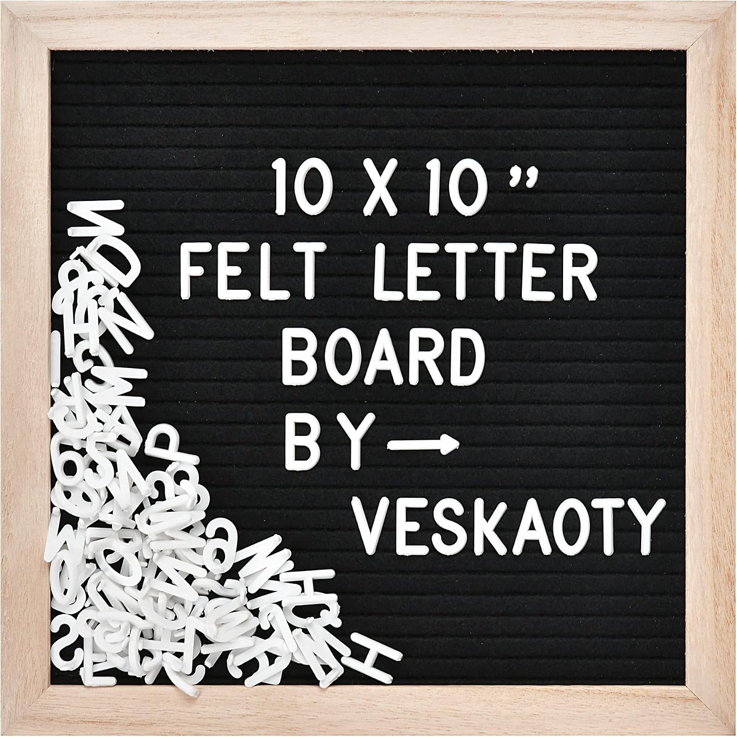 Veskaoty Felt Letter Board 10x10 Wood Frame