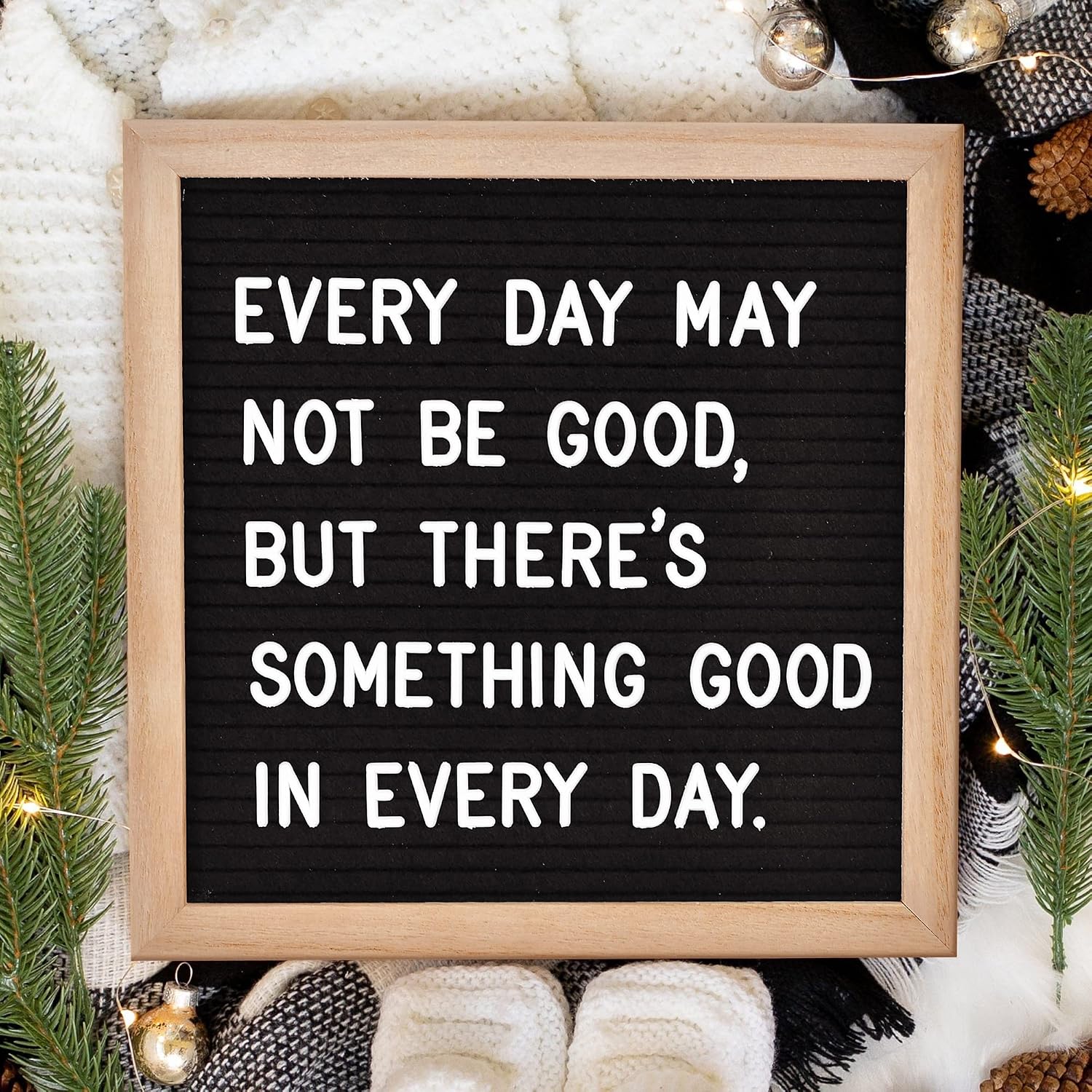 Veskaoty Felt Letter Board 10x10 Wood Frame - Close-up