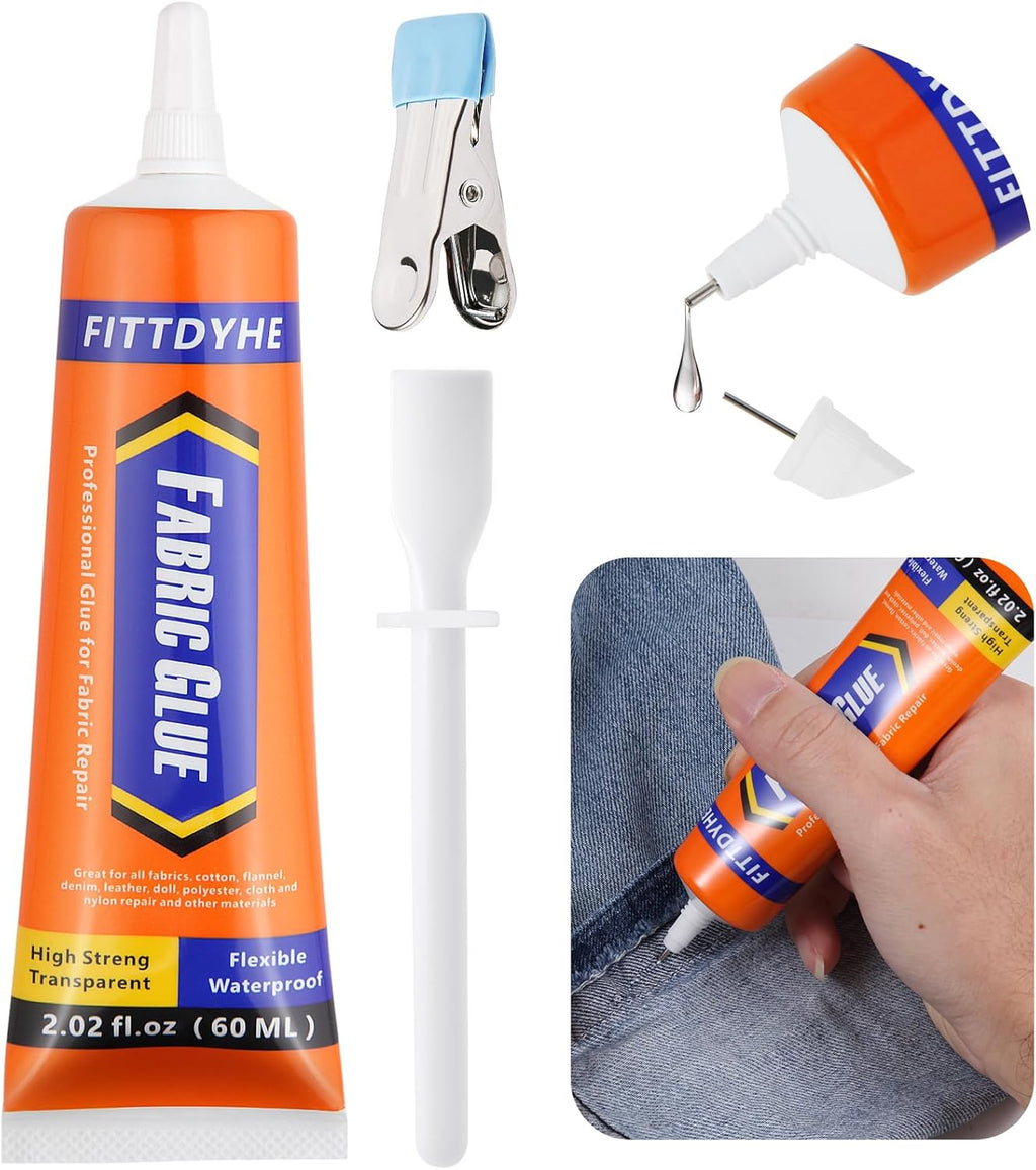 FITTDYHE Permanent Fabric Glue, 60 ml Clear