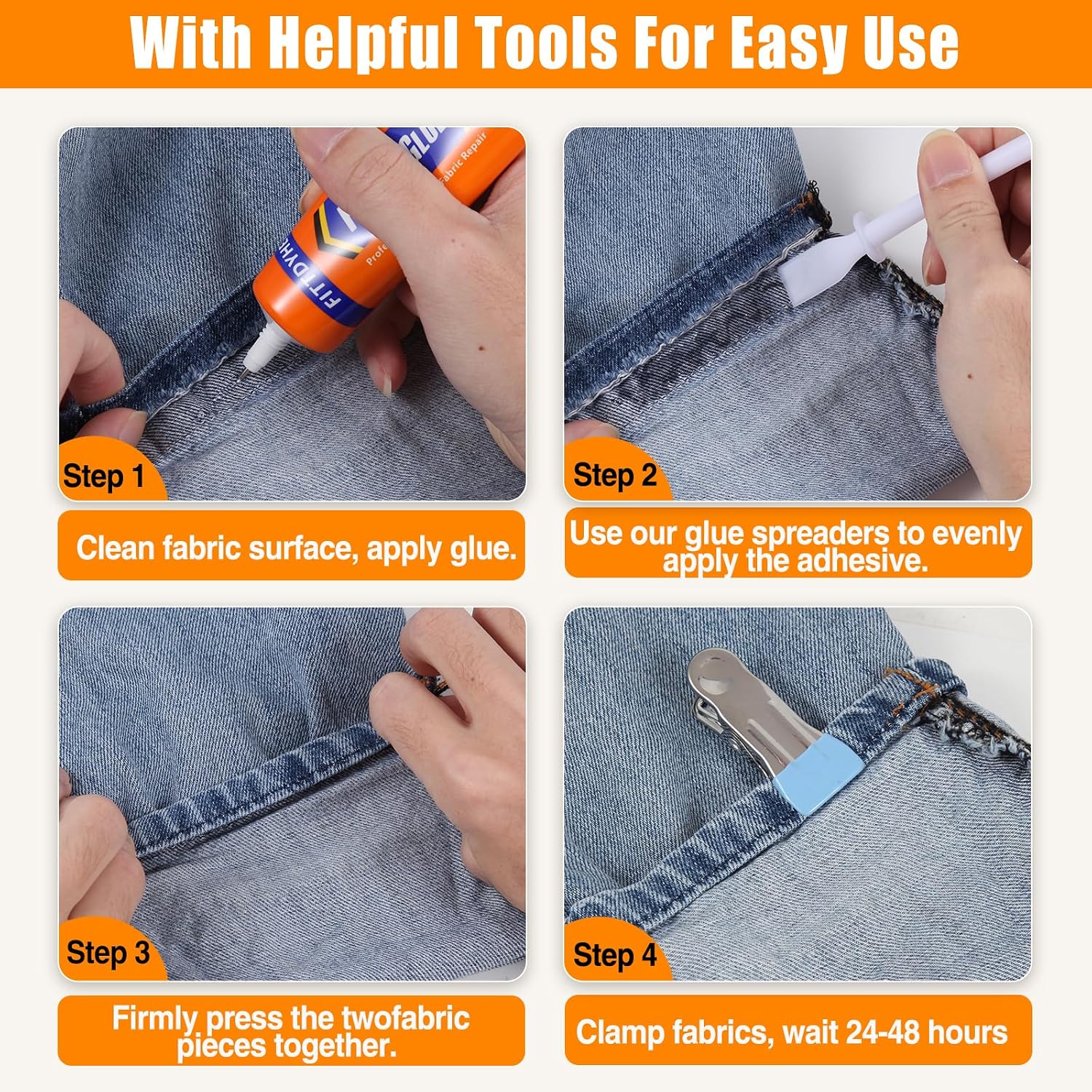 FITTDYHE Permanent Fabric Glue, 60 ml Clear - In use