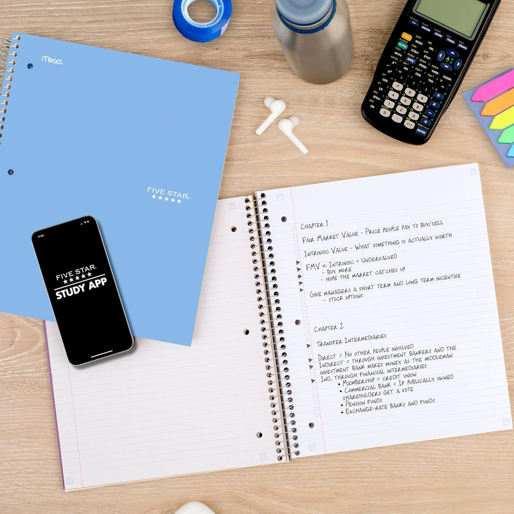 Five Star Spiral Notebook, 1 Subject, 100 Sheets - Close-up
