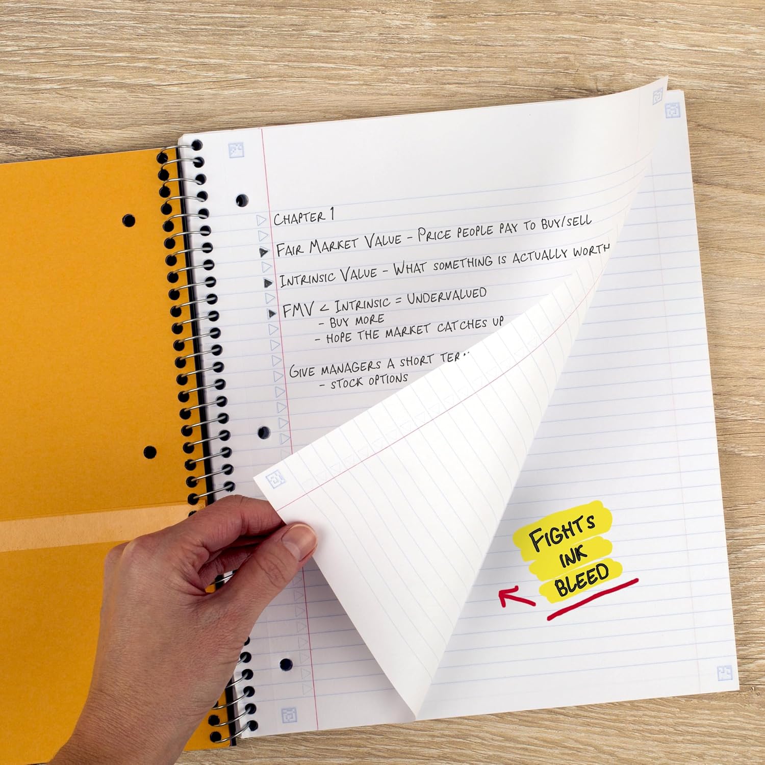 Five Star Spiral Notebook, 1 Subject, 100 Sheets - Size reference