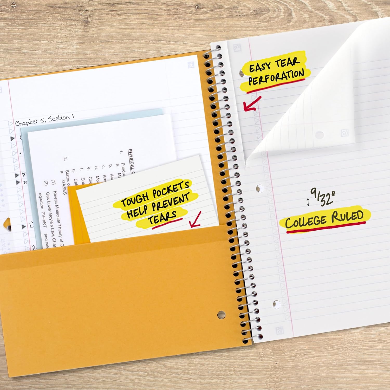 Five Star Spiral Notebook, 1 Subject, 100 Sheets - In use
