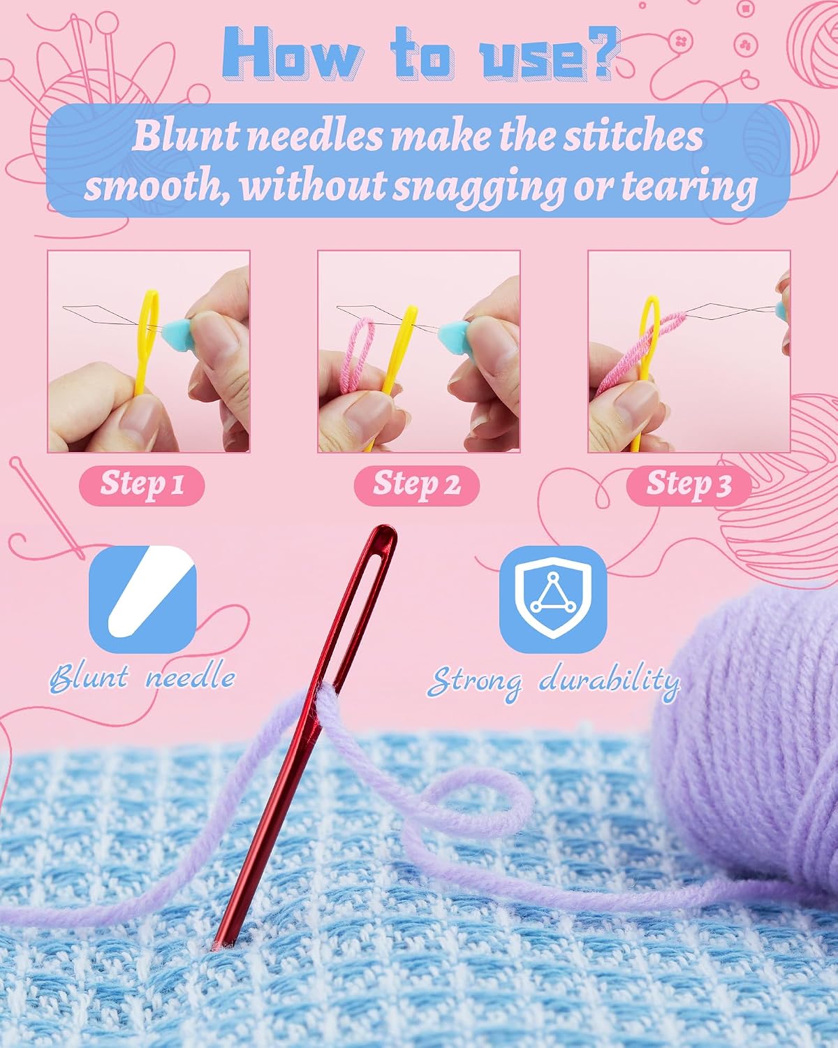 FIVEIZERO 19 Pc Yarn Needles Set - Size reference