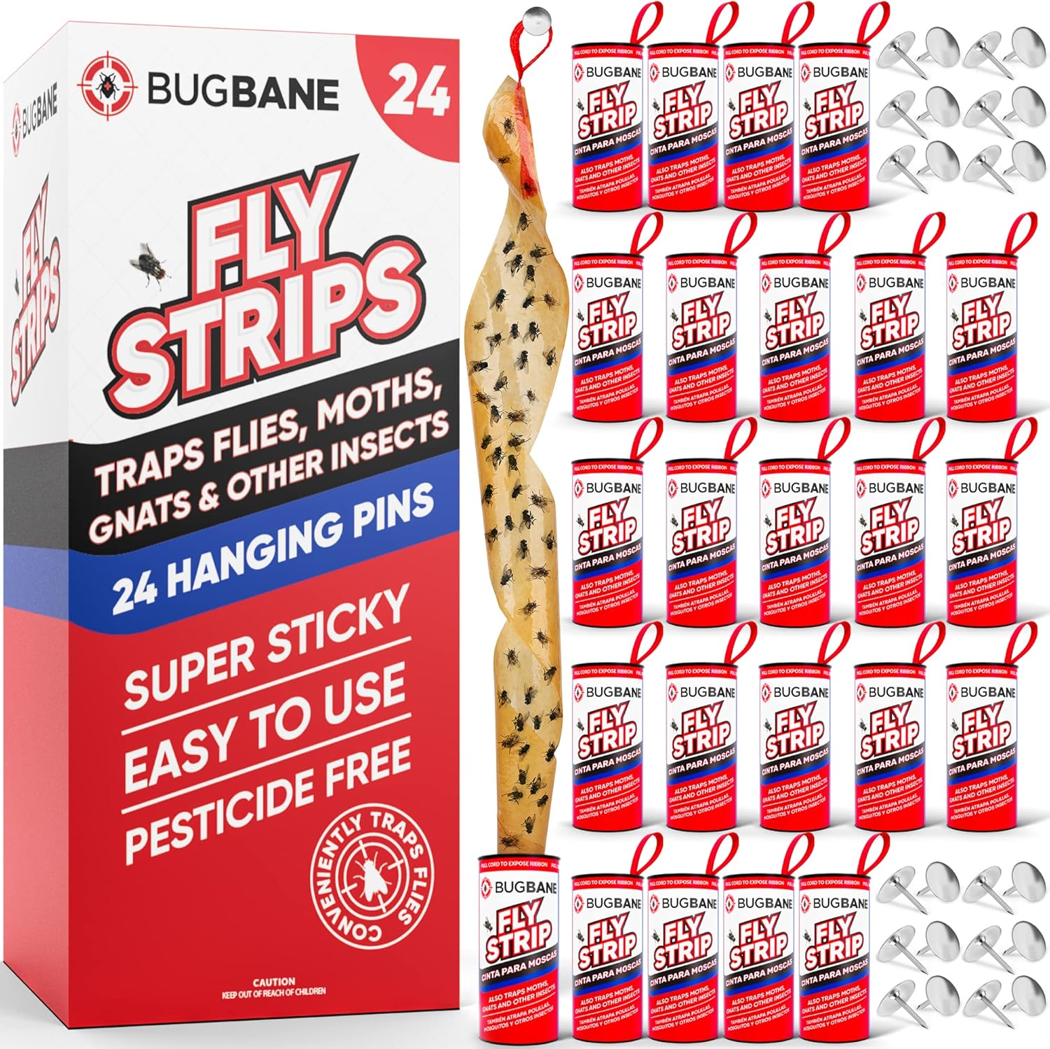 Sticky Hanging Fly Strips, 24 Pack