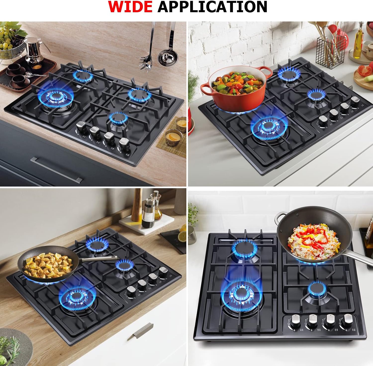 FORIMO 22 Inch 4-Burner Gas Cooktop, Stainless Steel - Detail view
