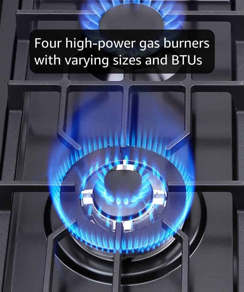 FORIMO 22 Inch 4-Burner Gas Cooktop, Stainless Steel - Alternate angle