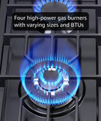 FORIMO 22 Inch 4-Burner Gas Cooktop, Stainless Steel - Alternate angle