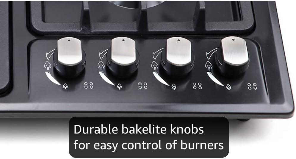 FORIMO 22 Inch 4-Burner Gas Cooktop, Stainless Steel - Close-up