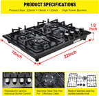 FORIMO 22 Inch 4-Burner Gas Cooktop, Stainless Steel - Detail view