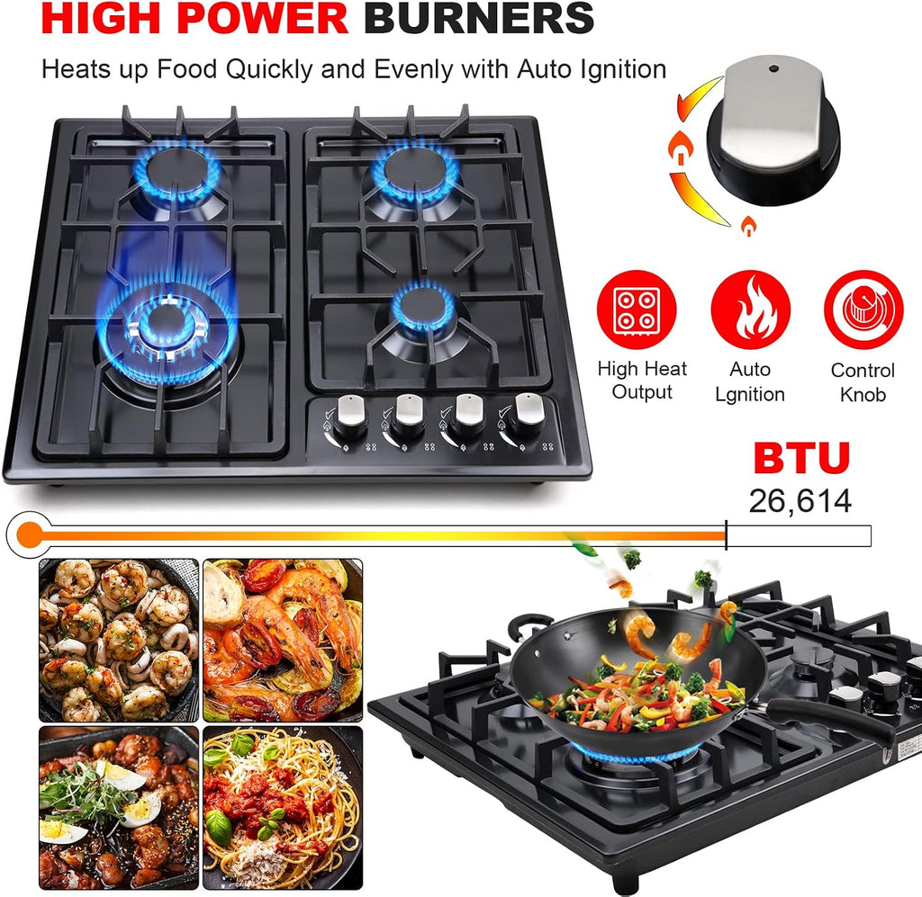 FORIMO 22 Inch 4-Burner Gas Cooktop, Stainless Steel - Size reference