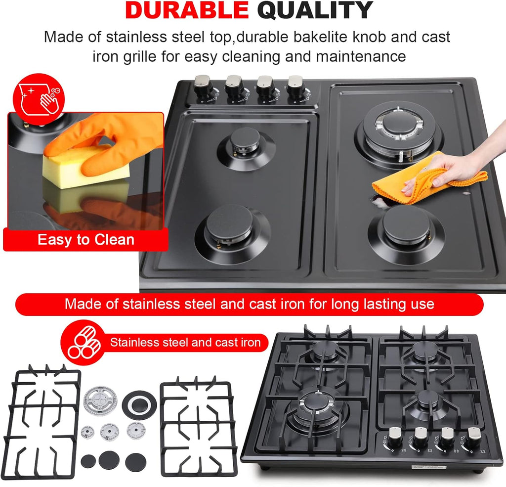 FORIMO 22 Inch 4-Burner Gas Cooktop, Stainless Steel - Packaging