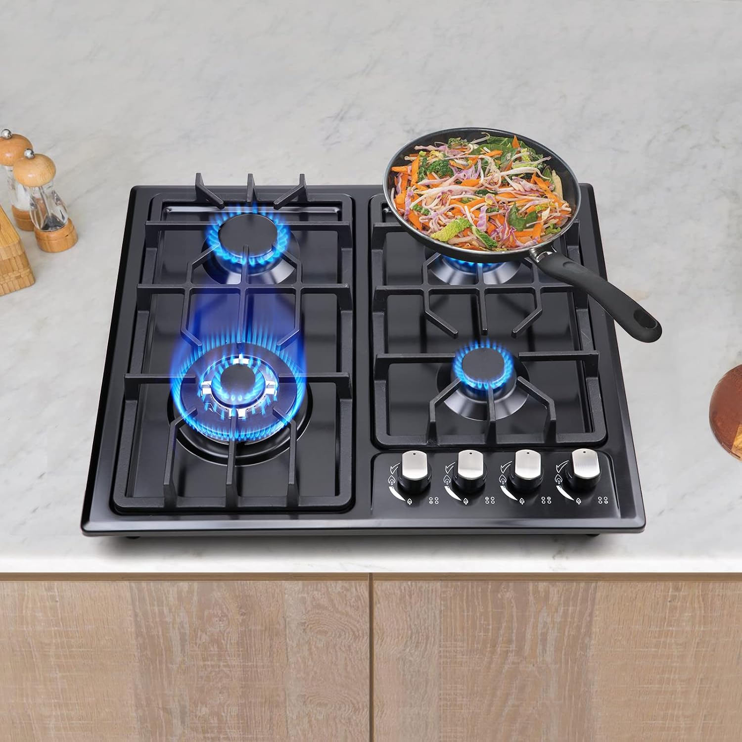 FORIMO 22 Inch 4-Burner Gas Cooktop, Stainless Steel - Feature highlight