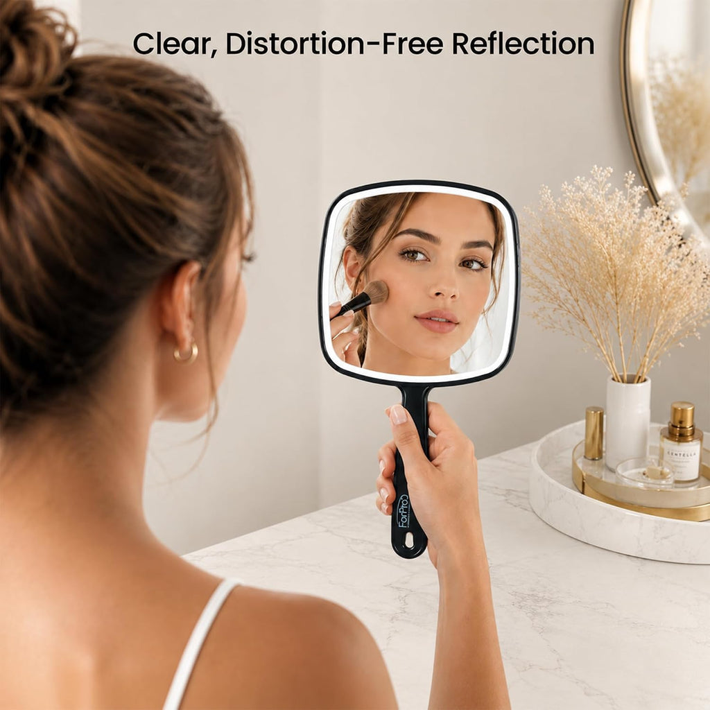 ForPro Hand Mirror with Handle, 9.6x6.3in, Black - Detail view