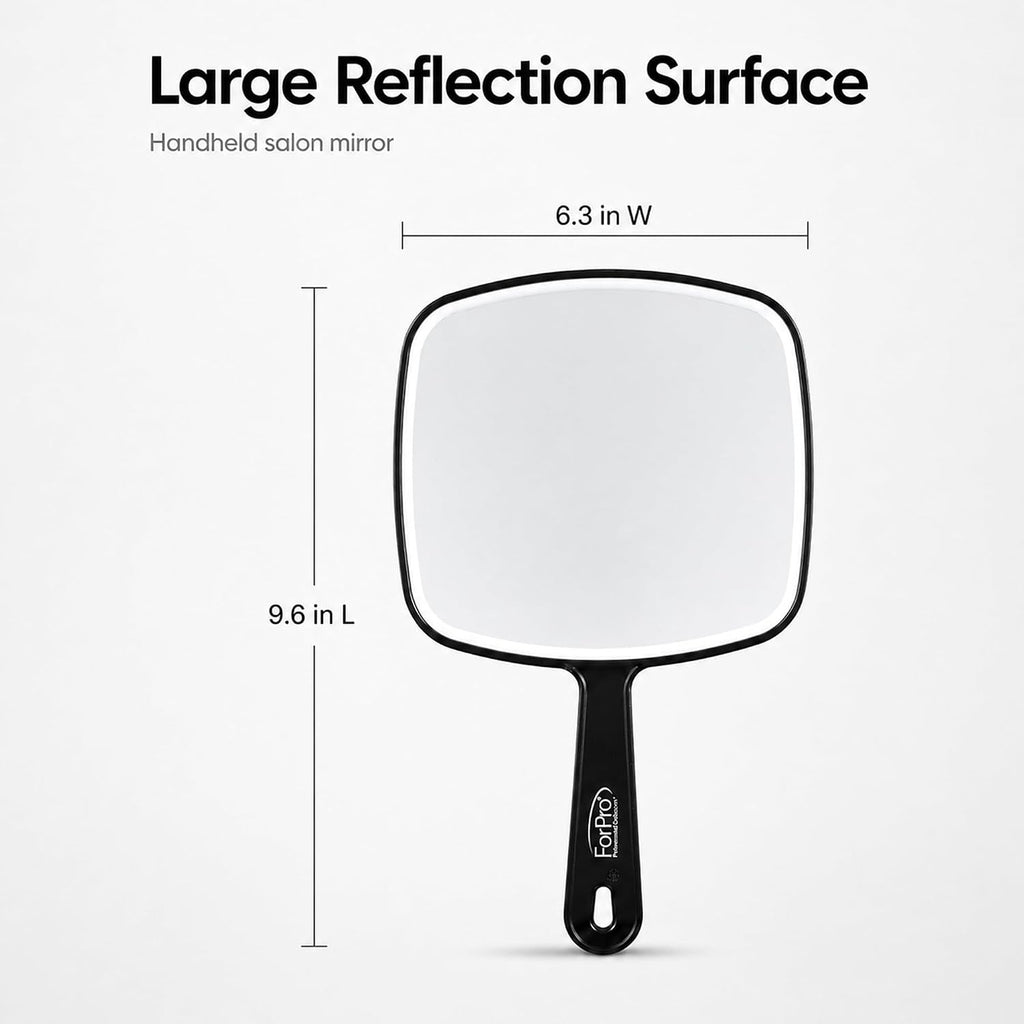 ForPro Hand Mirror with Handle, 9.6x6.3in, Black - In use