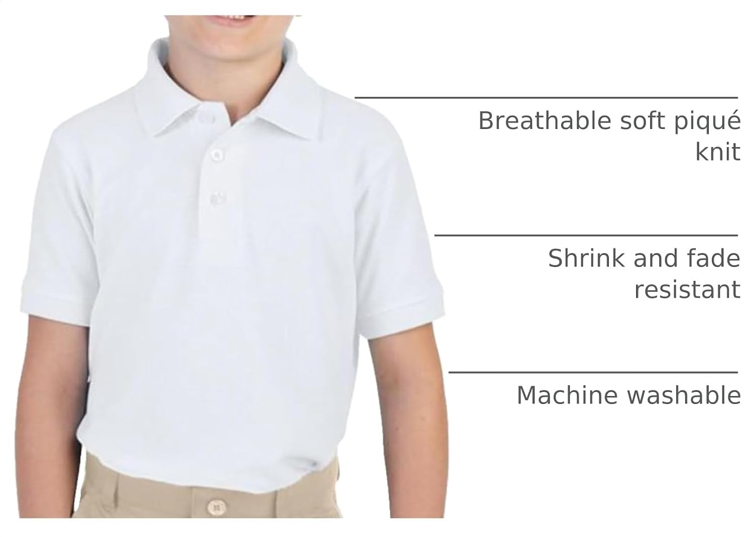 French Toast Kids' Pique Polo, Standard & Husky - Size reference