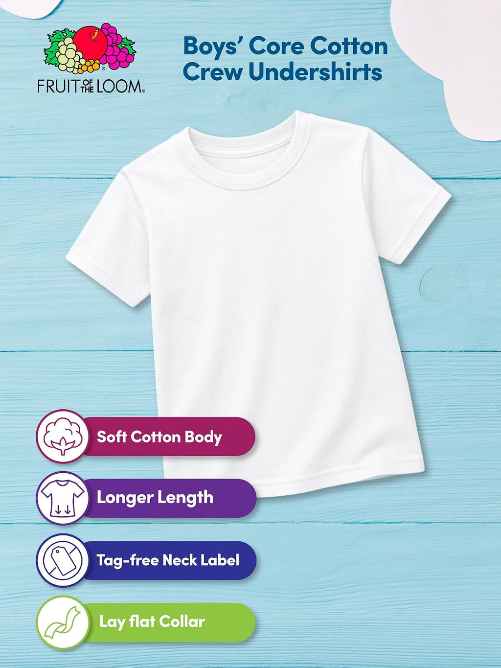 Fruit of the Loom Boys' Eversoft Undershirts - Packaging