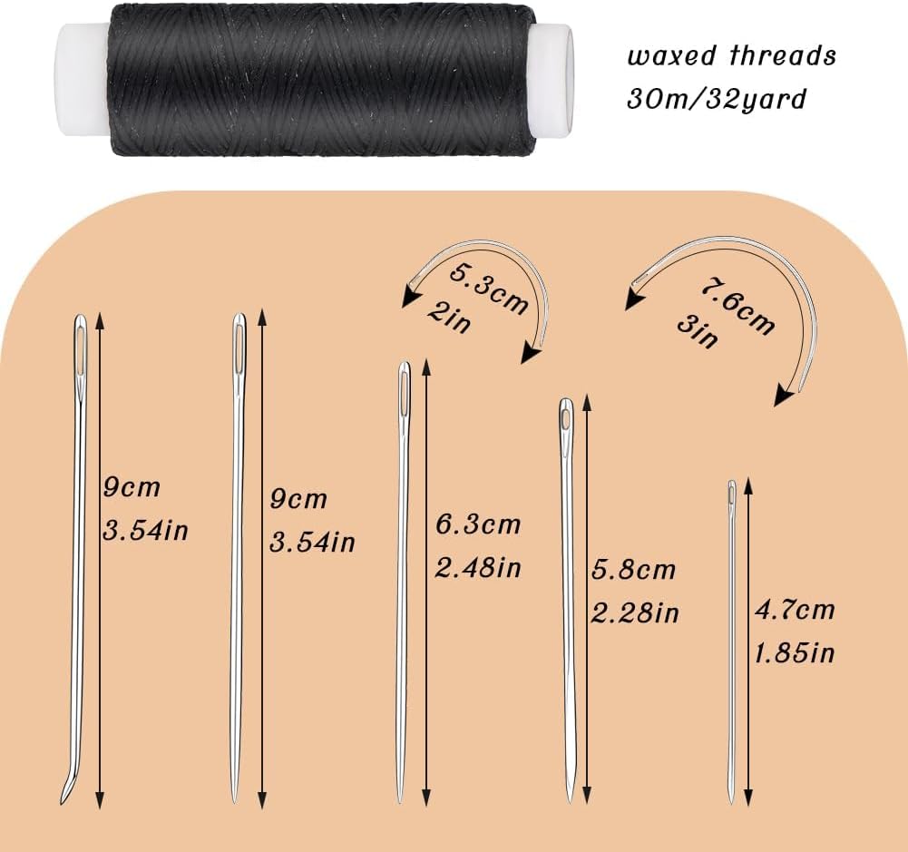 Ftyiwu Waxed Thread Kit with 7 Sewing Needles - Detail view