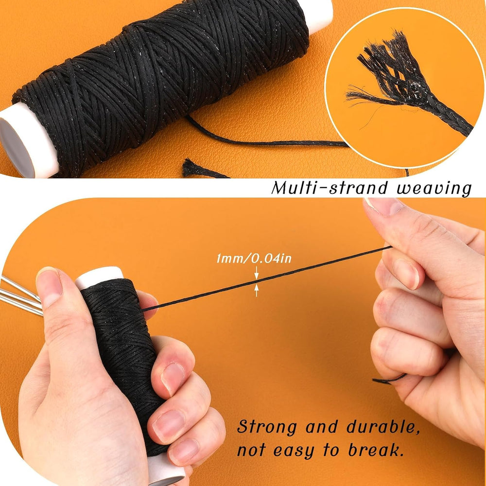 Ftyiwu Waxed Thread Kit with 7 Sewing Needles - Close-up