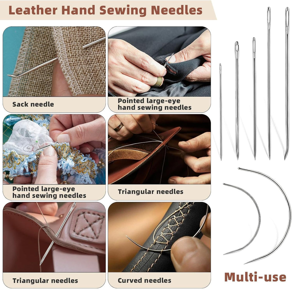 Ftyiwu Waxed Thread Kit with 7 Sewing Needles - In use