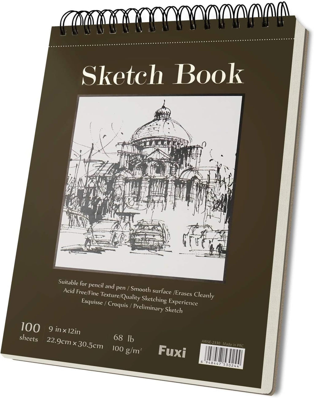 Fuxi 9x12 Spiral Sketch Book, 100 Sheets