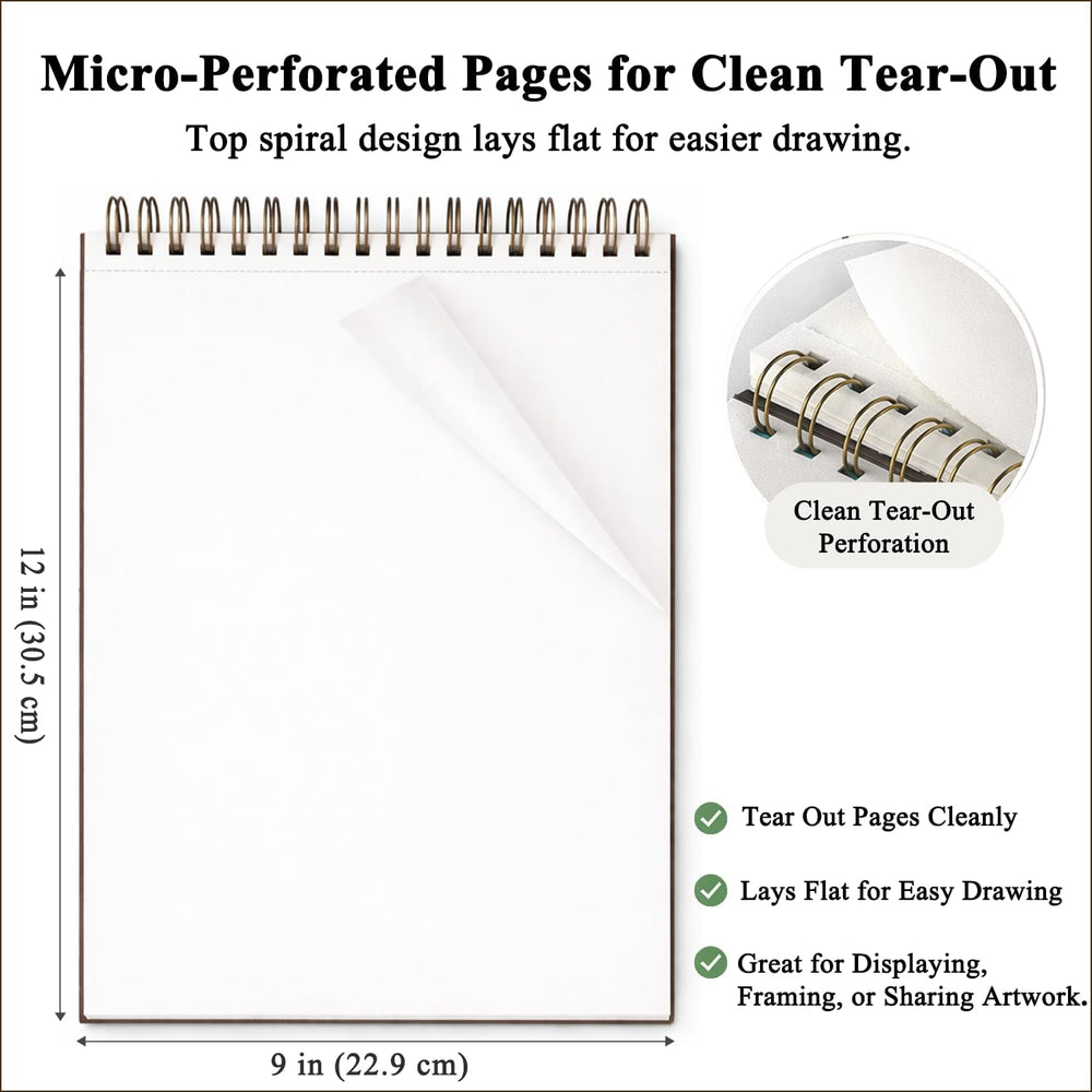 Fuxi 9x12 Spiral Sketch Book, 100 Sheets - Close-up