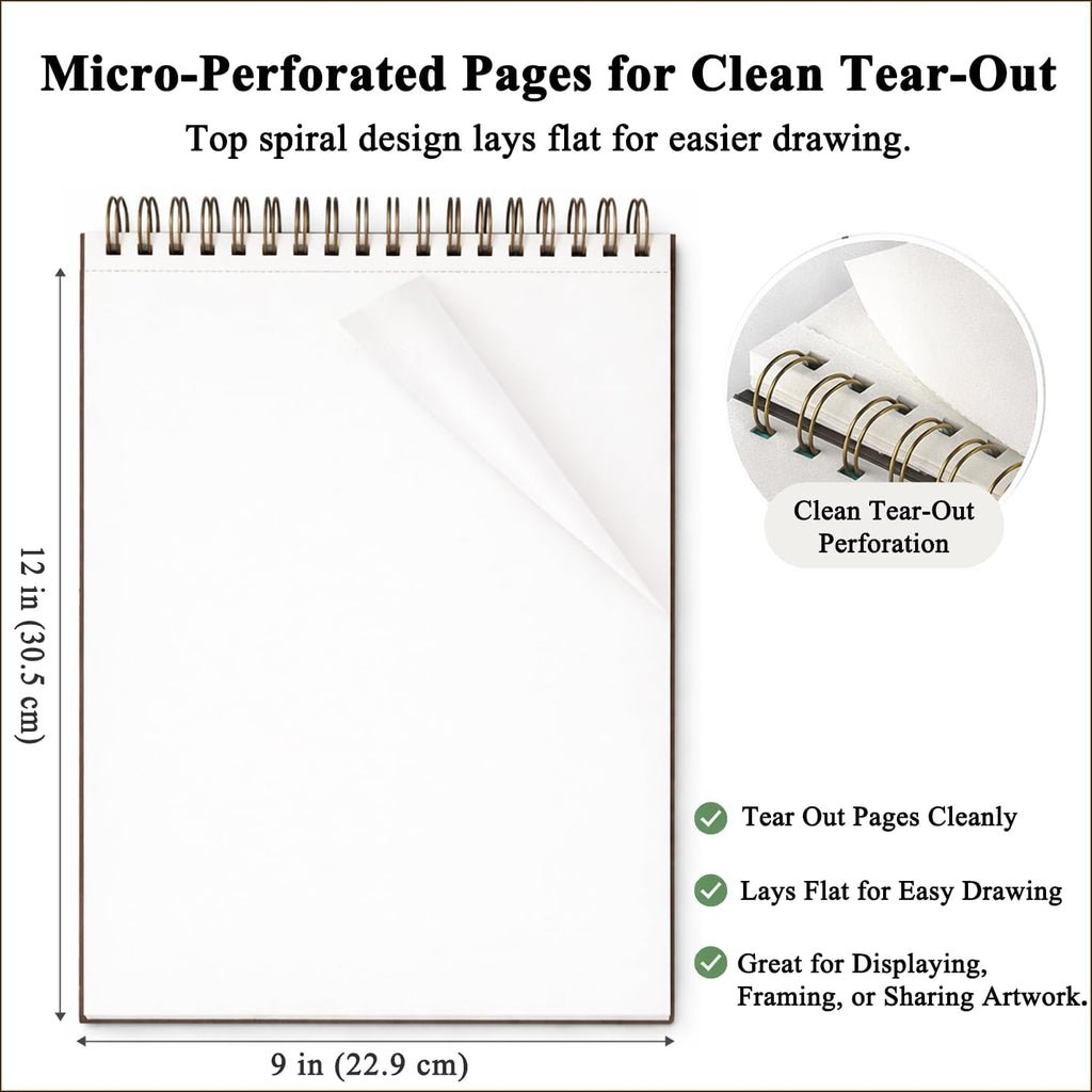 Fuxi 9x12 Spiral Sketch Book, 100 Sheets - Close-up