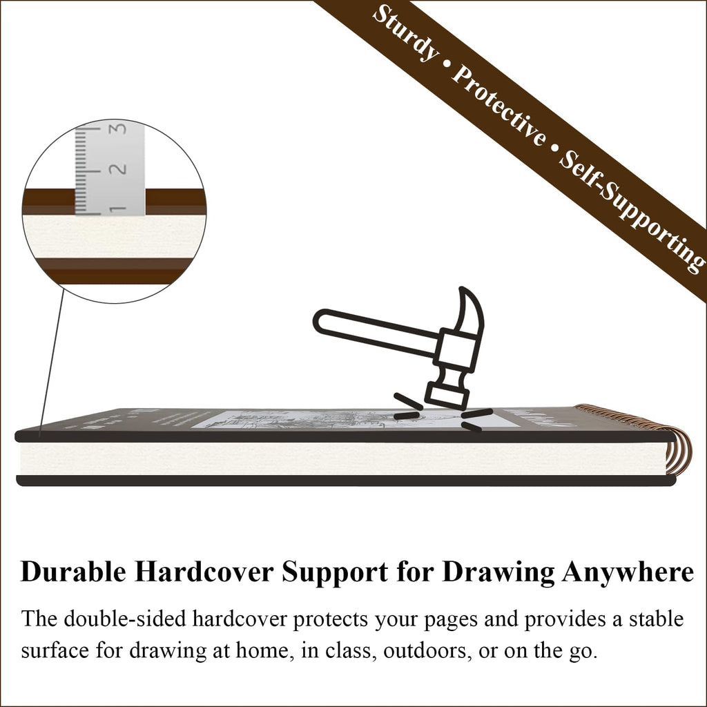 Fuxi 9x12 Spiral Sketch Book, 100 Sheets - Size reference