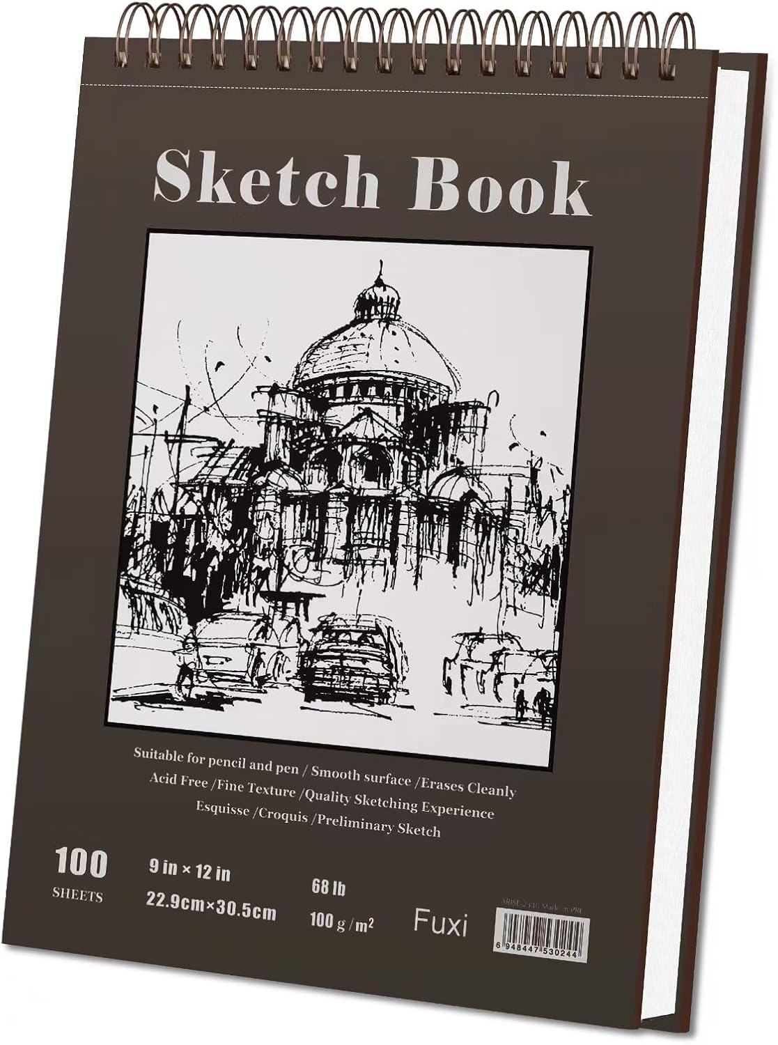 Fuxi 9x12 Spiral Sketch Book, 100 Sheets - Feature highlight