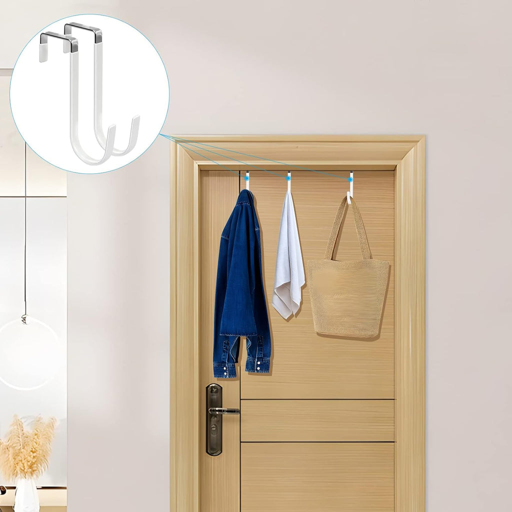 FYY Over the Door Hooks, 4 Pack, White - In use
