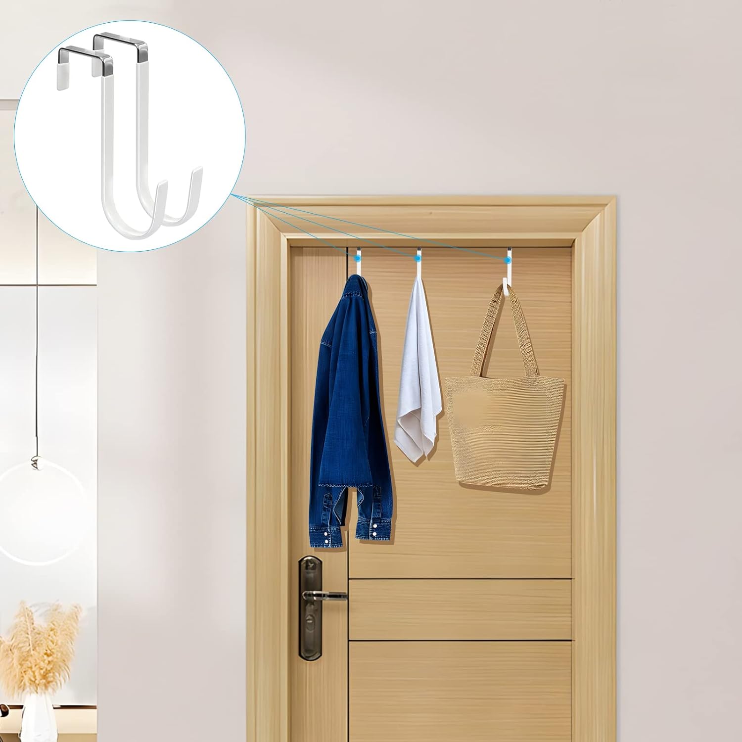 FYY Over the Door Hooks, 4 Pack, White - In use