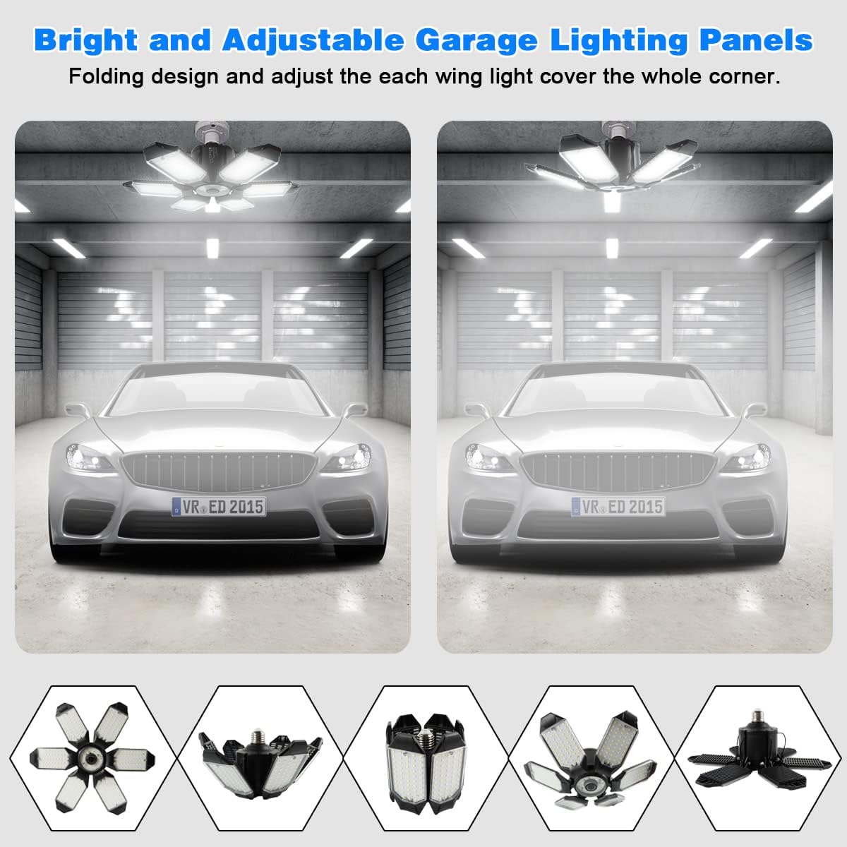 LED Garage Ceiling Light 2 Pack, 32000LM 6500K - Alternate angle