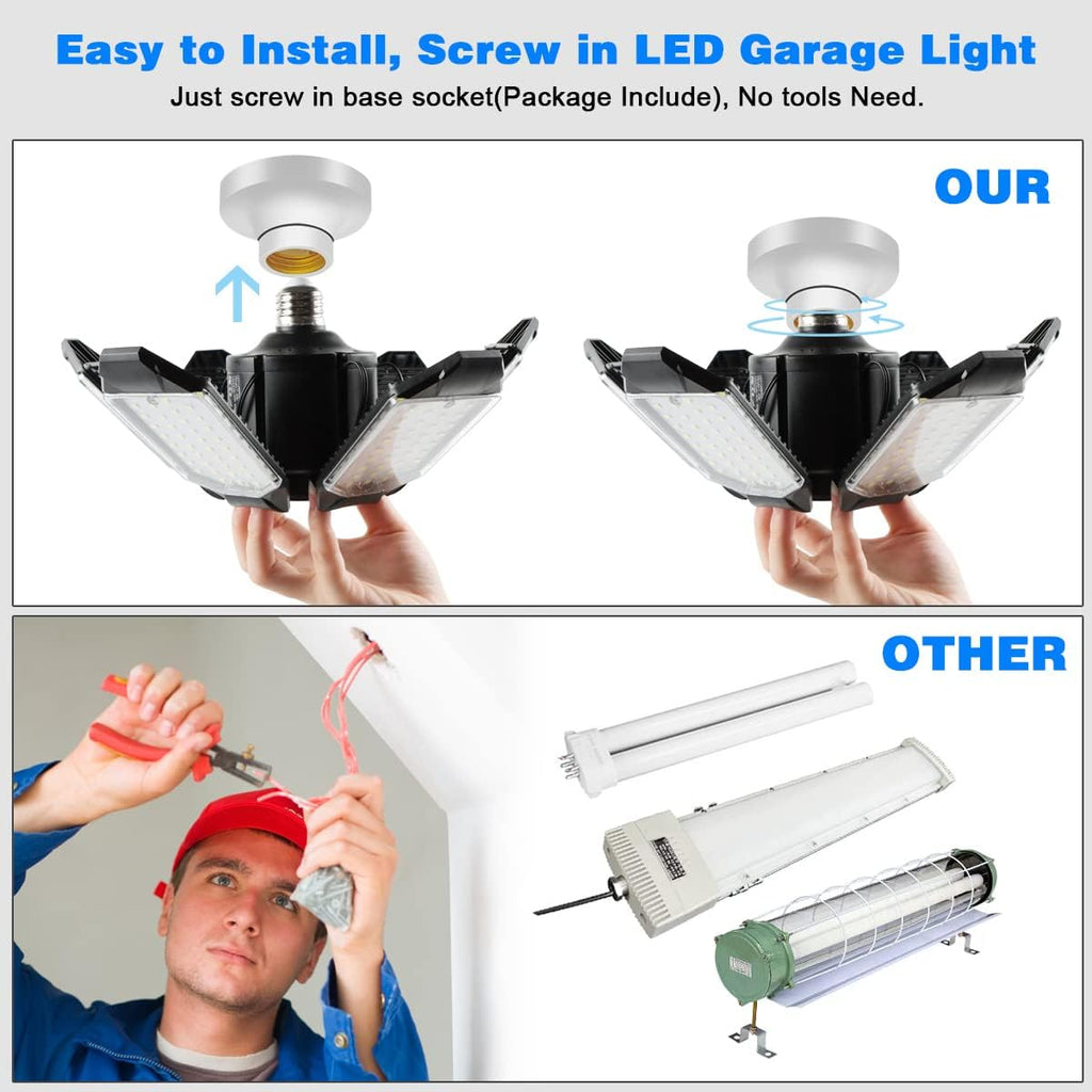 LED Garage Ceiling Light 2 Pack, 32000LM 6500K - Size reference