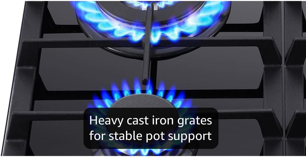 Amzgachfktch 24in 4-Burner Glass Gas Cooktop - Close-up