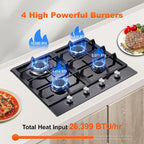 Amzgachfktch 24in 4-Burner Glass Gas Cooktop - Detail view