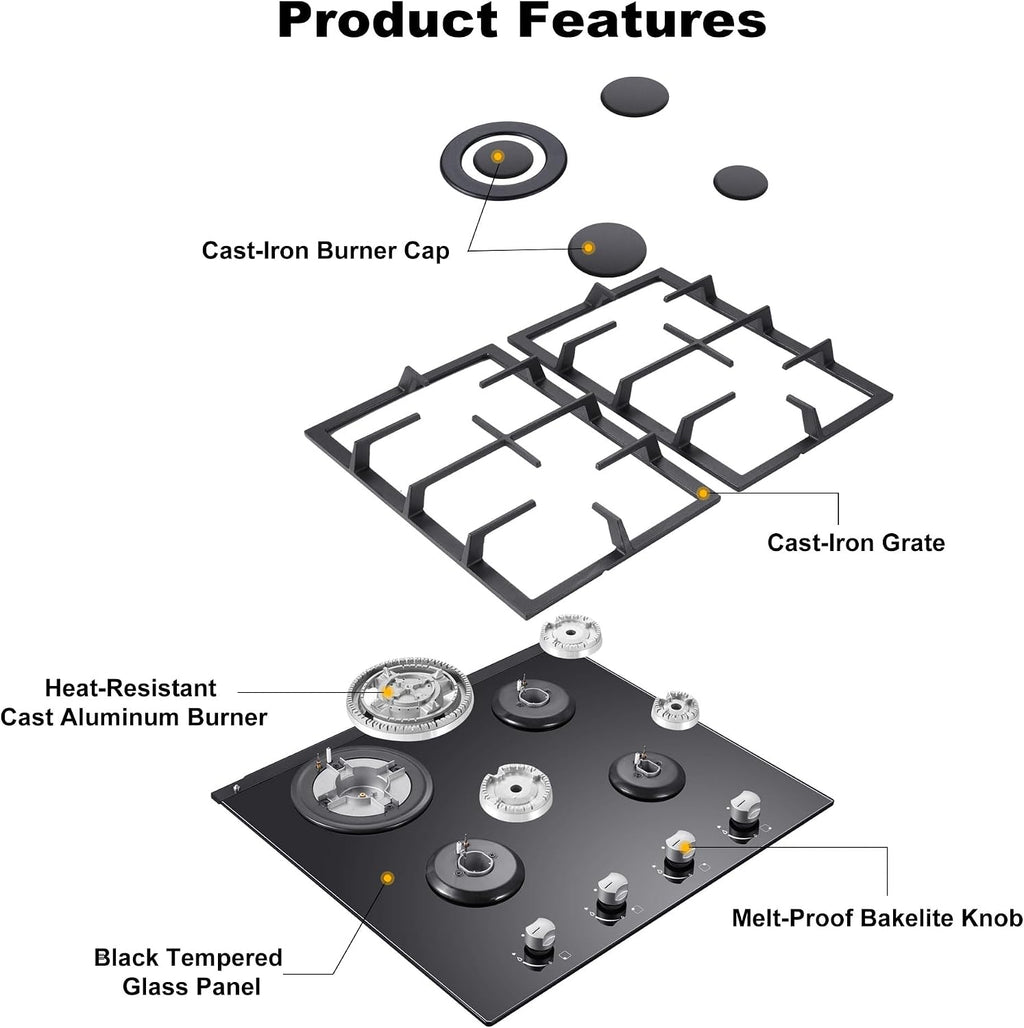 Amzgachfktch 24in 4-Burner Glass Gas Cooktop - Size reference