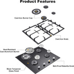 Amzgachfktch 24in 4-Burner Glass Gas Cooktop - Size reference