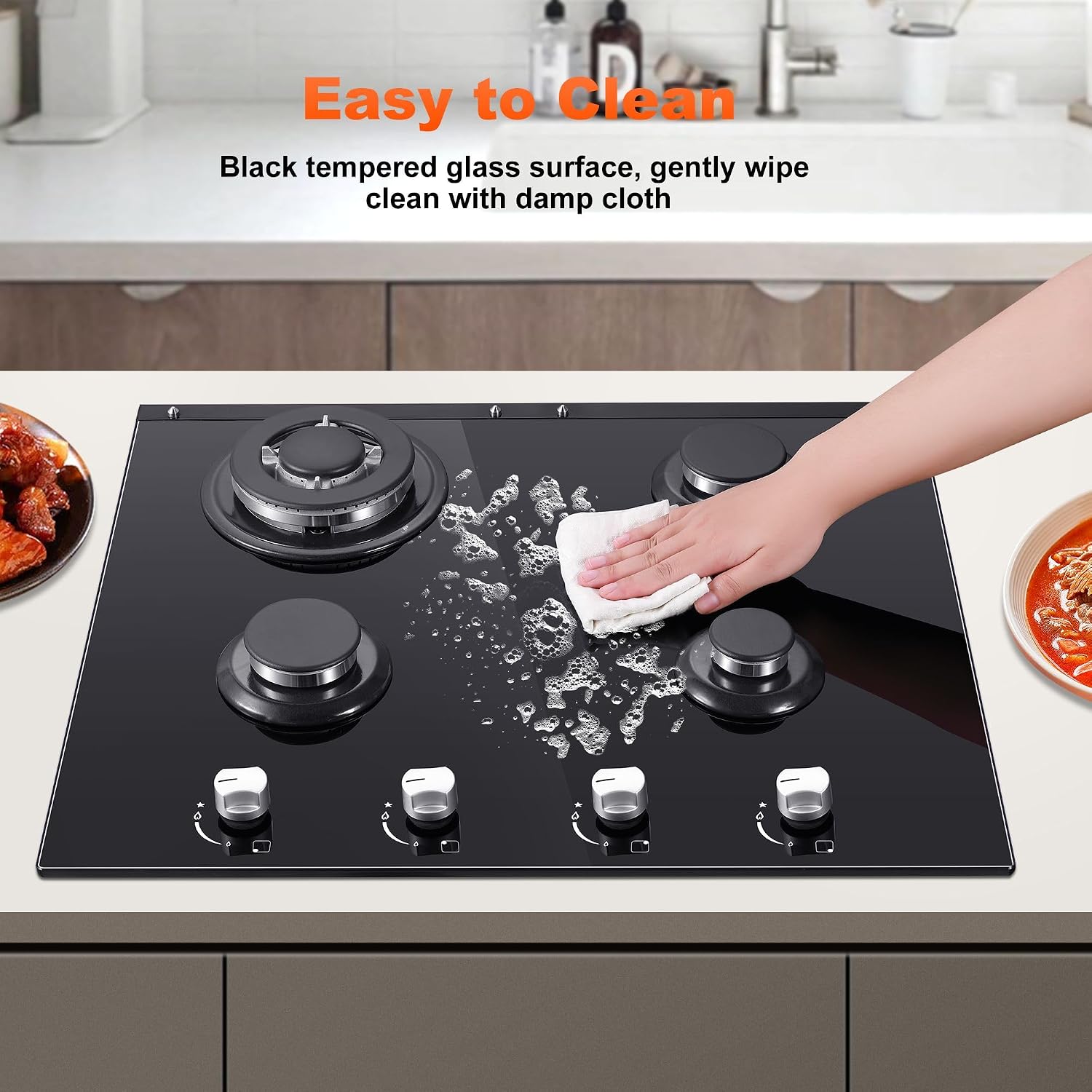 Amzgachfktch 24in 4-Burner Glass Gas Cooktop - Additional view