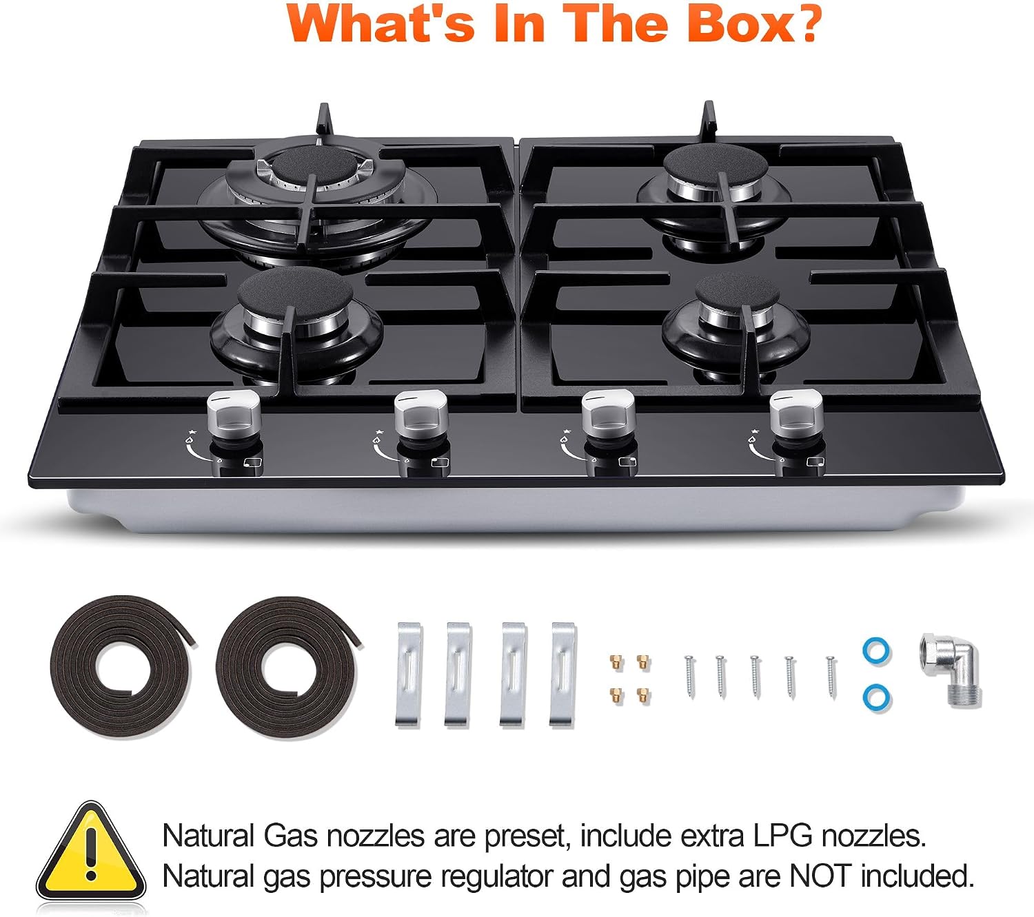 Amzgachfktch 24in 4-Burner Glass Gas Cooktop - Feature highlight
