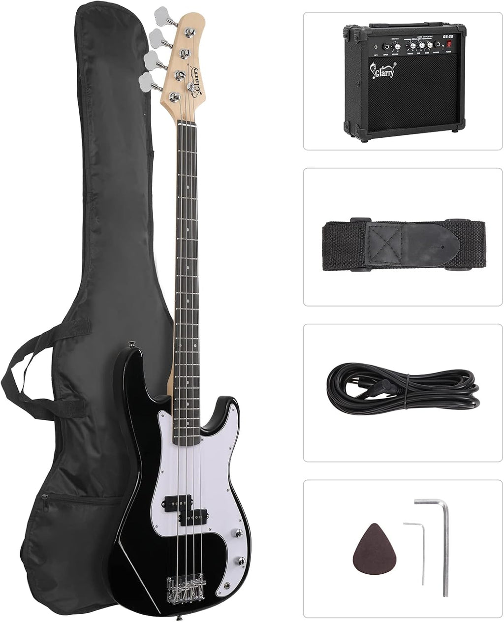 Glarry Bass Guitar Beginner Kit, Black