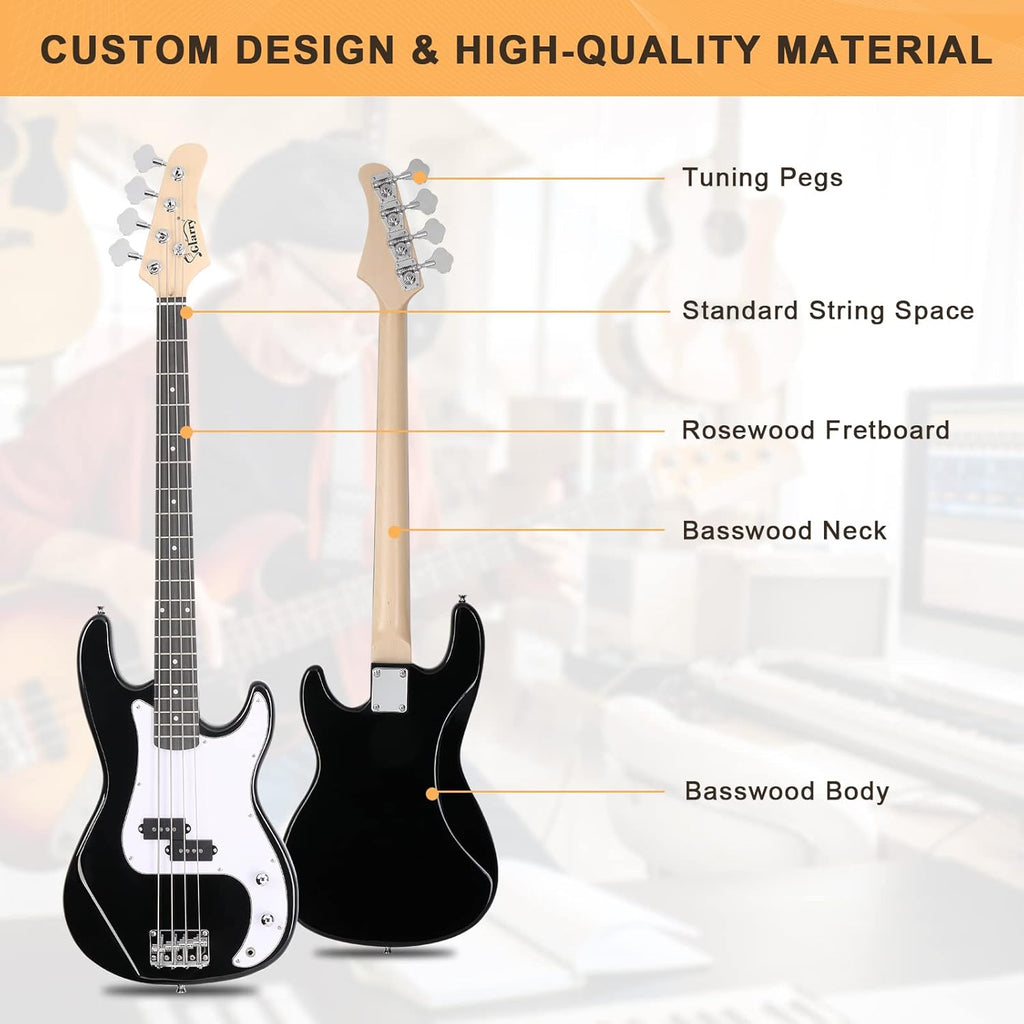 Glarry Bass Guitar Beginner Kit, Black - Detail view