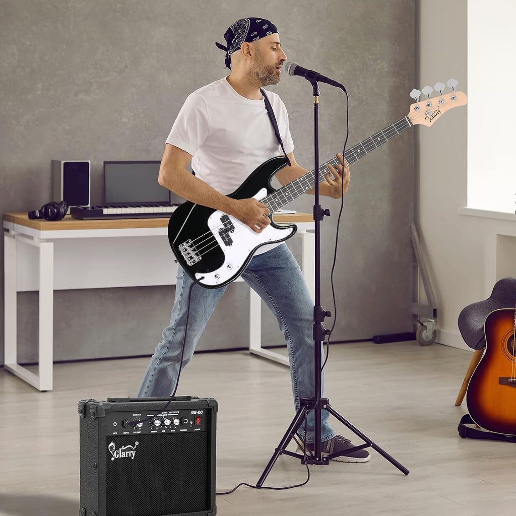 Glarry Bass Guitar Beginner Kit, Black - Packaging