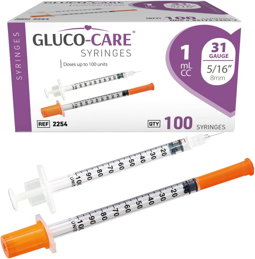 Gluco-Care 1mL Syringes 31G, 100-Count