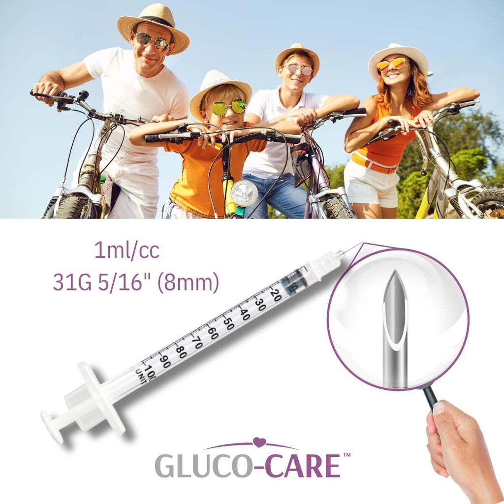 Gluco-Care 1mL Syringes 31G, 100-Count - Close-up