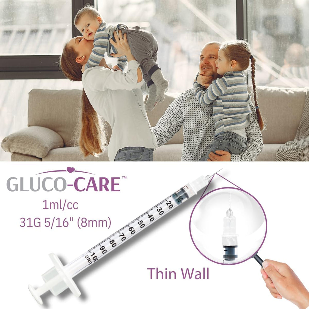 Gluco-Care 1mL Syringes 31G, 100-Count - In use