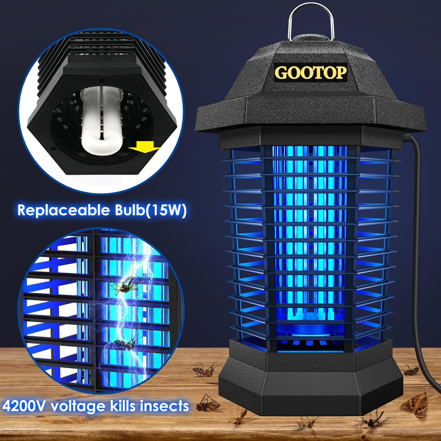Gootop Outdoor Bug Zapper 4200V - Alternate angle